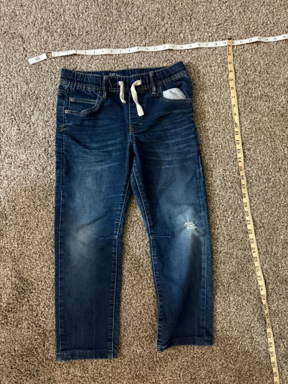 GAP Boys Size XL Regular Pull On Jeans Dark Wash Elastic Waist Drawstring